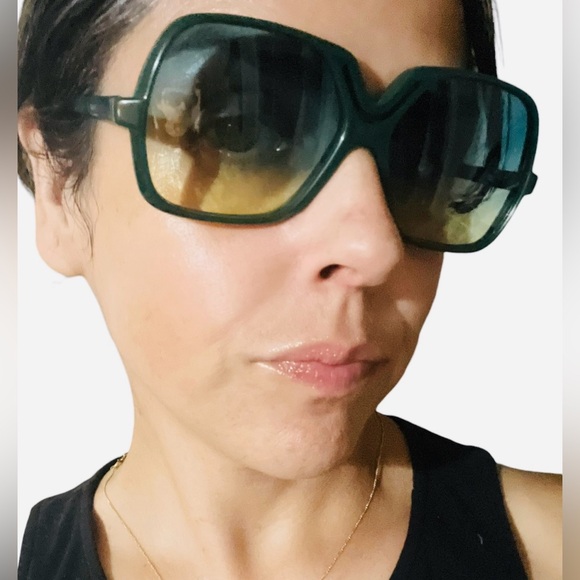 1970’s Silhouette Oversized Green Sunglasses w/ Cutout, Mod 55, Made in Austria - Picture 1 of 7